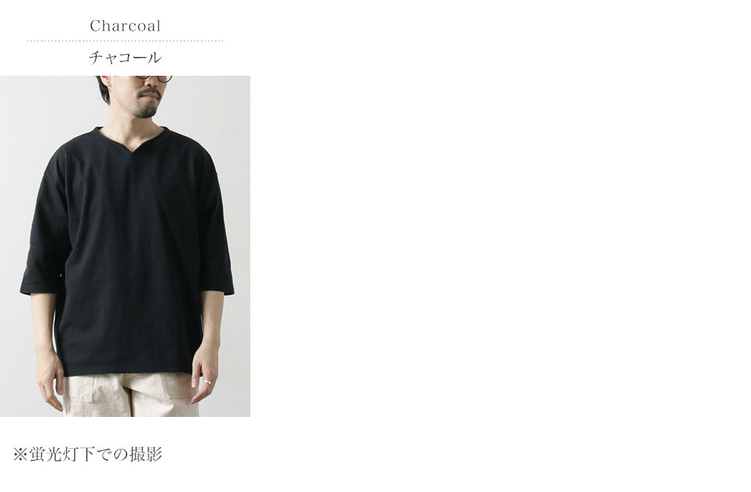 KEMA DESIGNS / Hemp Cotton Key-Neck T-Shirt