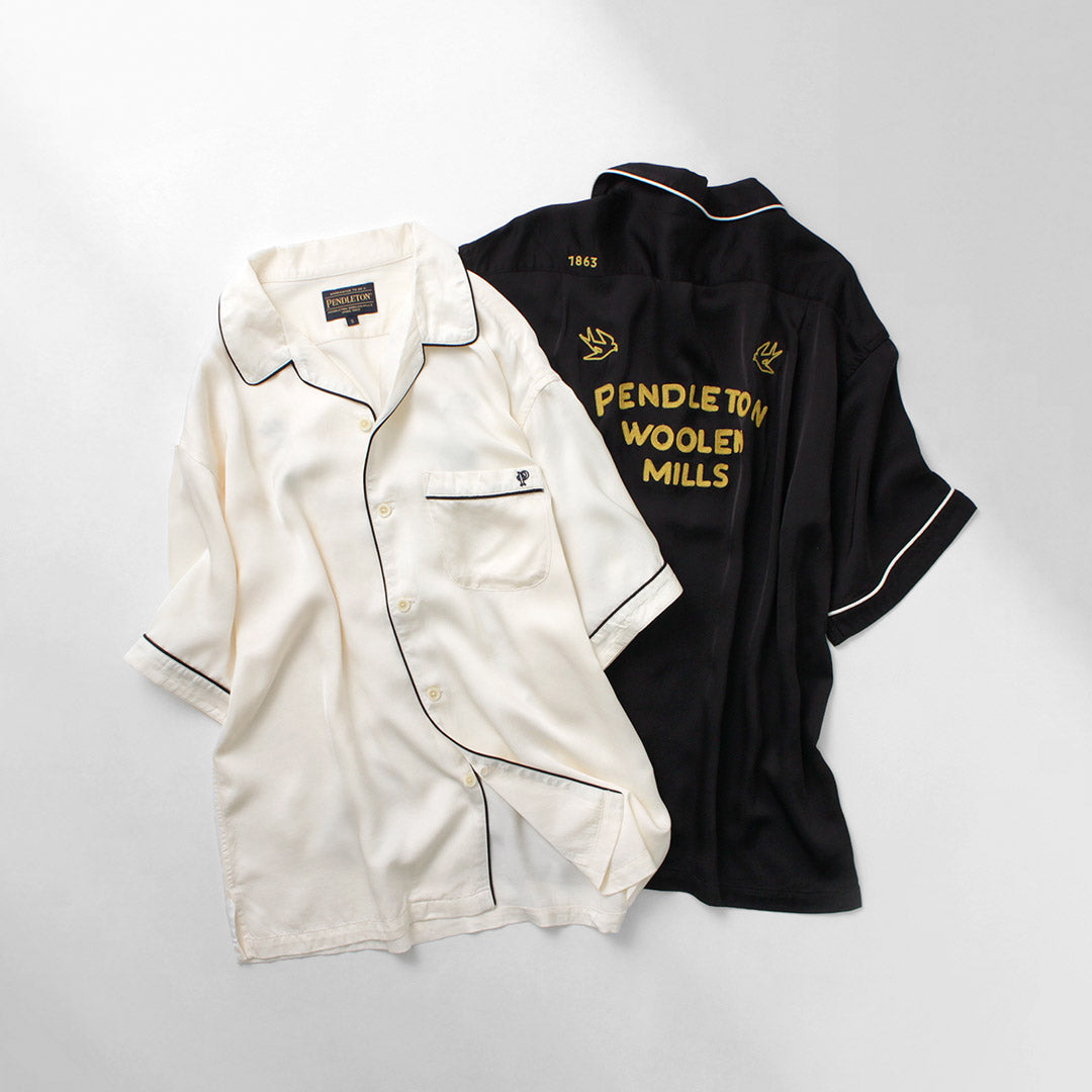 PENDLETON / 파이핑 자수 오픈 칼라 셔츠