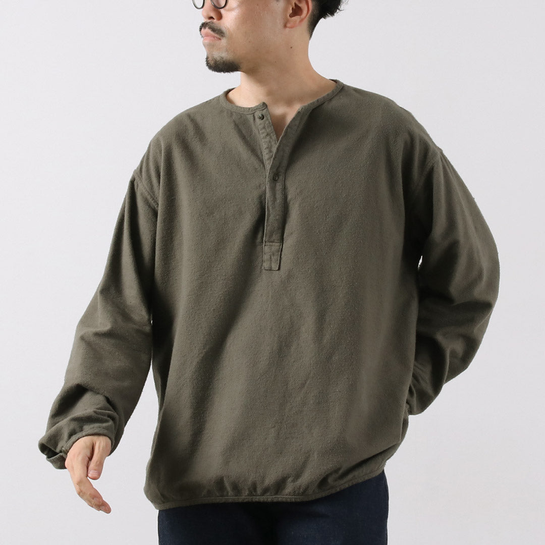 JAPAN BLUE JEANS / 브러쉬드 코튼 플란넬 슬리핑 헨리 넥 풀오버 RJB3595