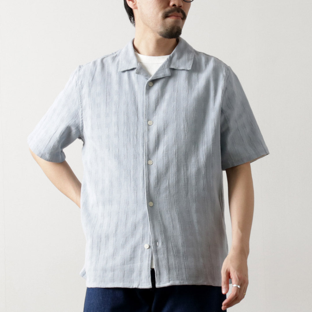WAX LONDON / Didcot Short Sleeve Shirt Open Wave Grid
