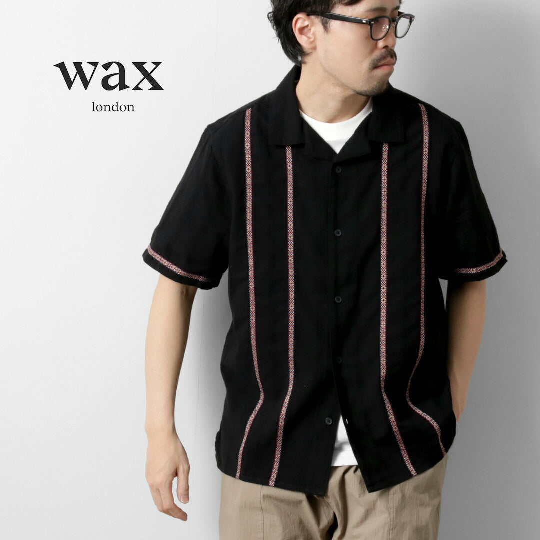 WAX LONDON / Camisa Didcot Manga Corta Dobby Abierto Rayas