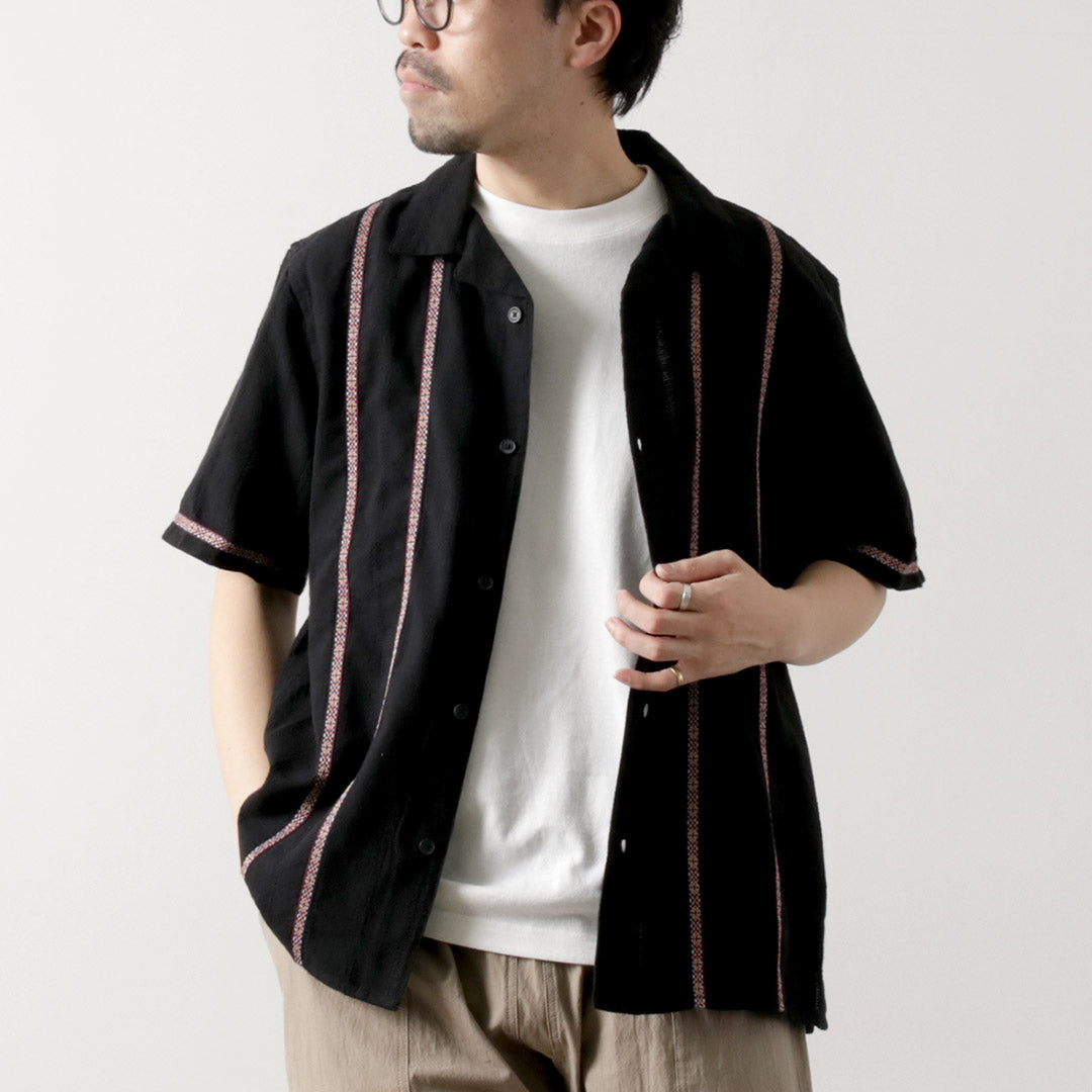 WAX LONDON / Camisa Didcot Manga Corta Dobby Abierto Rayas