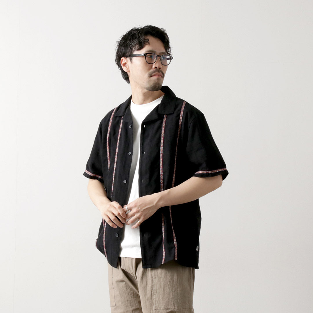 WAX LONDON / Camisa Didcot Manga Corta Dobby Abierto Rayas