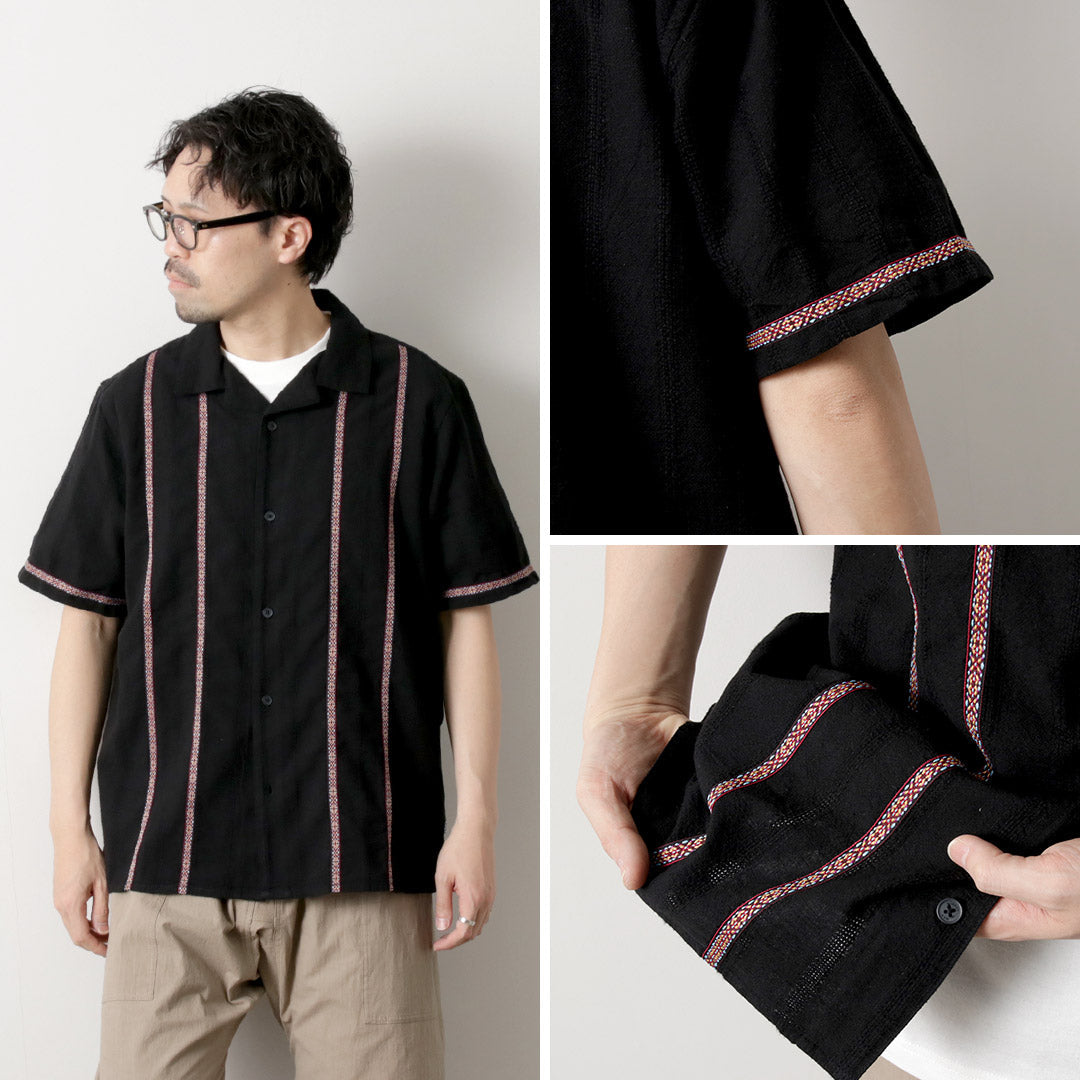 WAX LONDON / Camisa Didcot Manga Corta Dobby Abierto Rayas