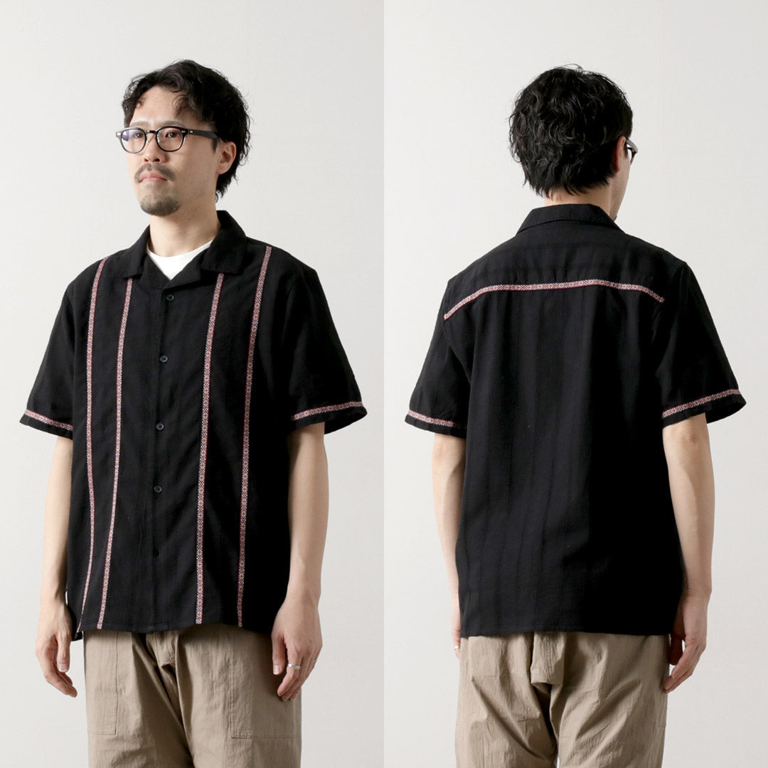 WAX LONDON / Camisa Didcot Manga Corta Dobby Abierto Rayas