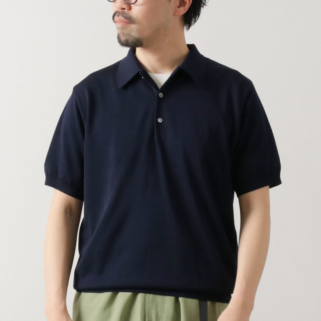 YONETOMI NEW BASIC / 실크 니트 폴로셔츠