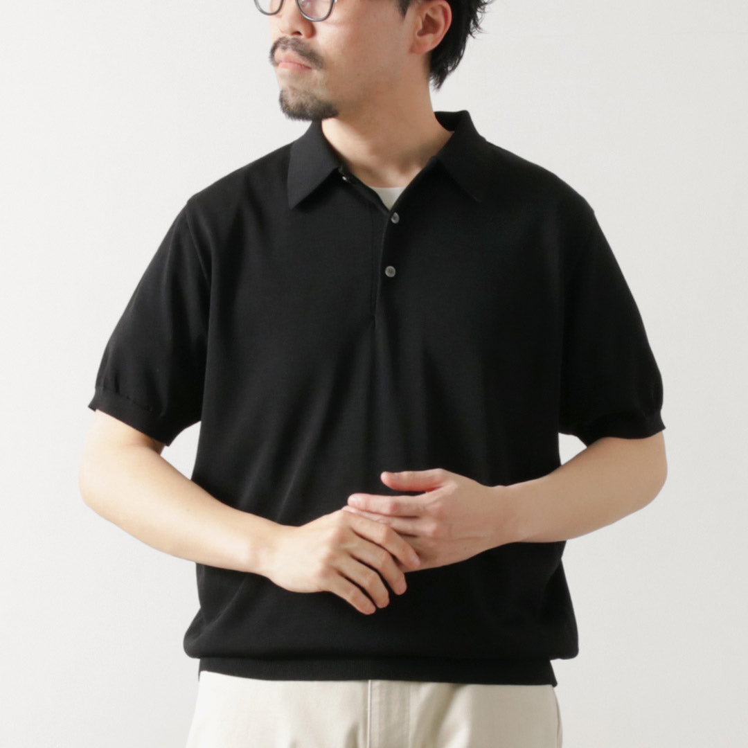 YONETOMI NEW BASIC / 실크 니트 폴로셔츠