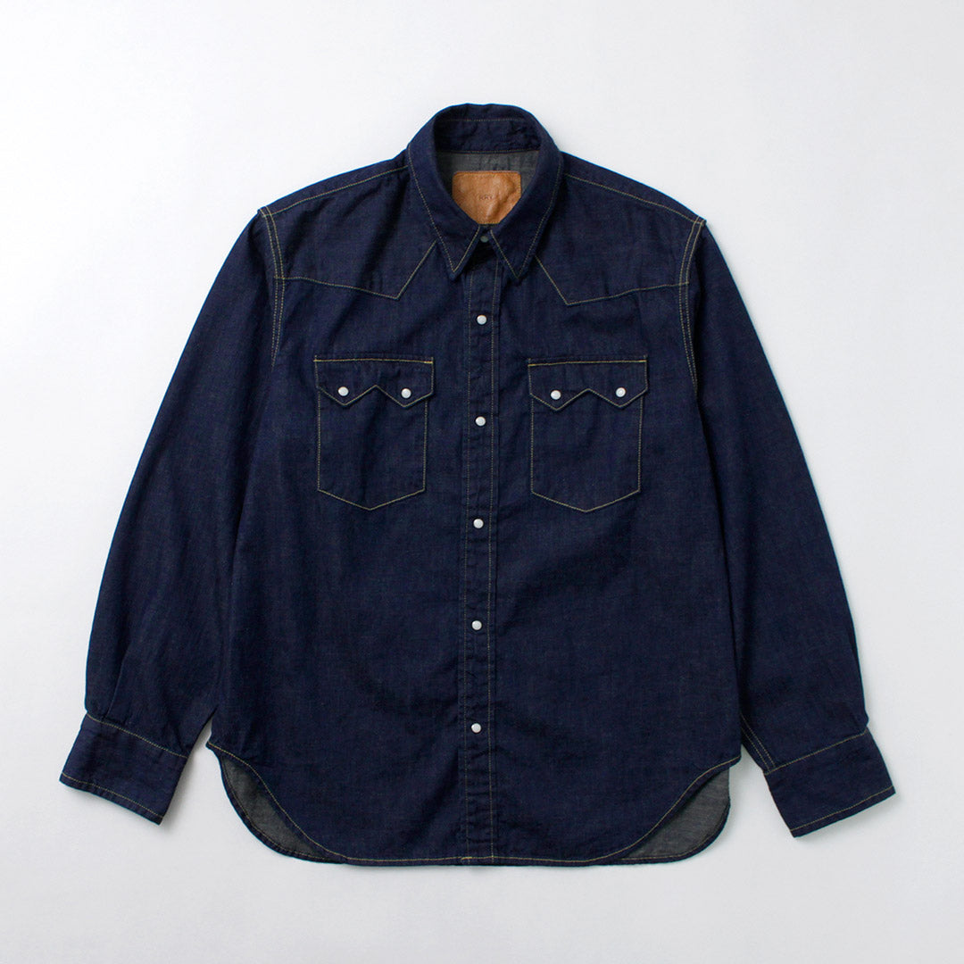 REMI RELIEF / Camisa vaquera vaquera con solapa de dientes de sierra de 8,5 oz