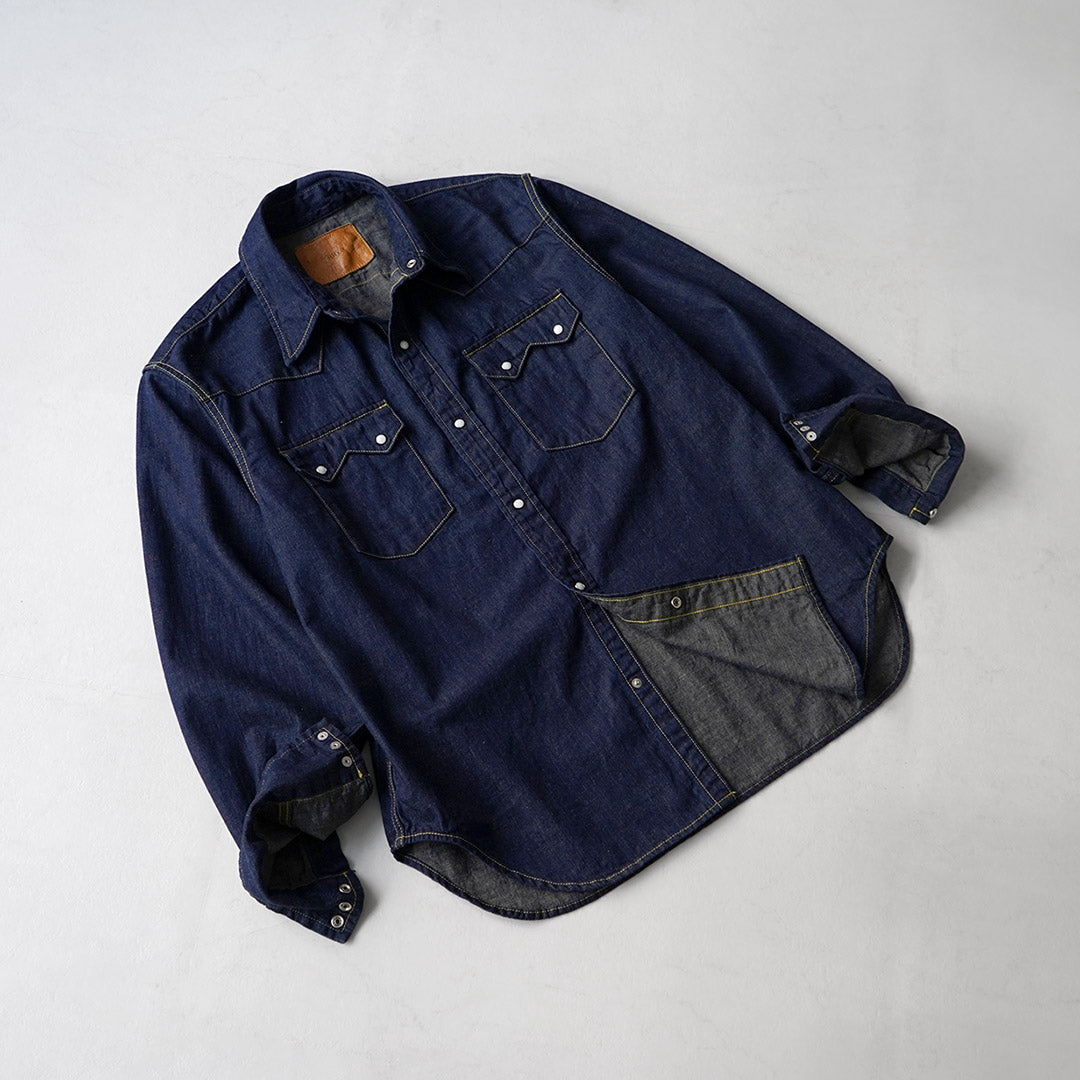 REMI RELIEF / Camisa vaquera vaquera con solapa de dientes de sierra de 8,5 oz