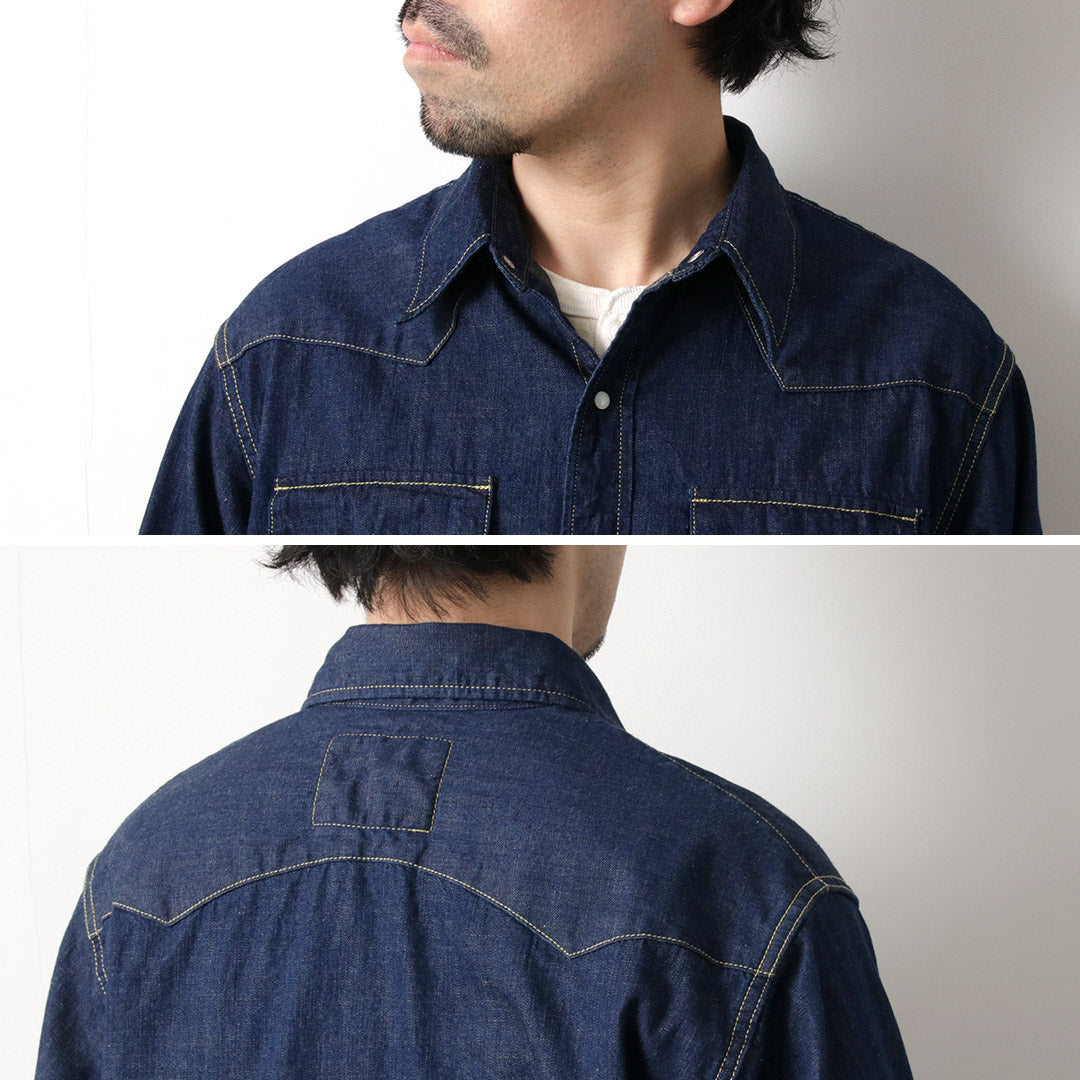 REMI RELIEF / Camisa vaquera vaquera con solapa de dientes de sierra de 8,5 oz