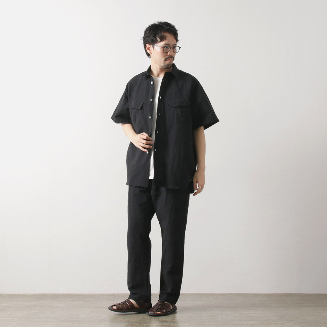 FUJITO / 리넨 코튼 시어서커 퍼티그 셔츠