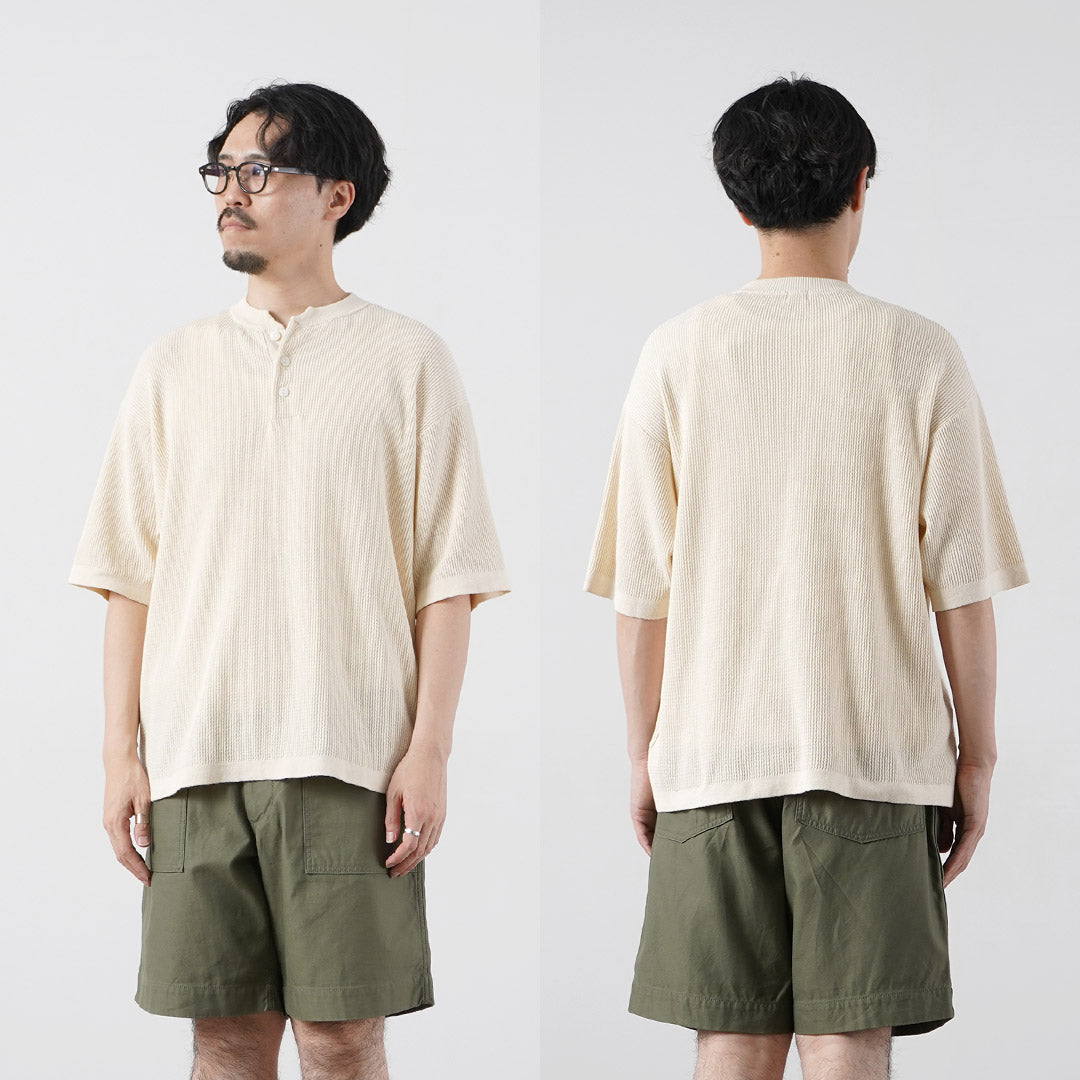 HEALTHKNIT / 헨리넥 반팔 니트 티셔츠