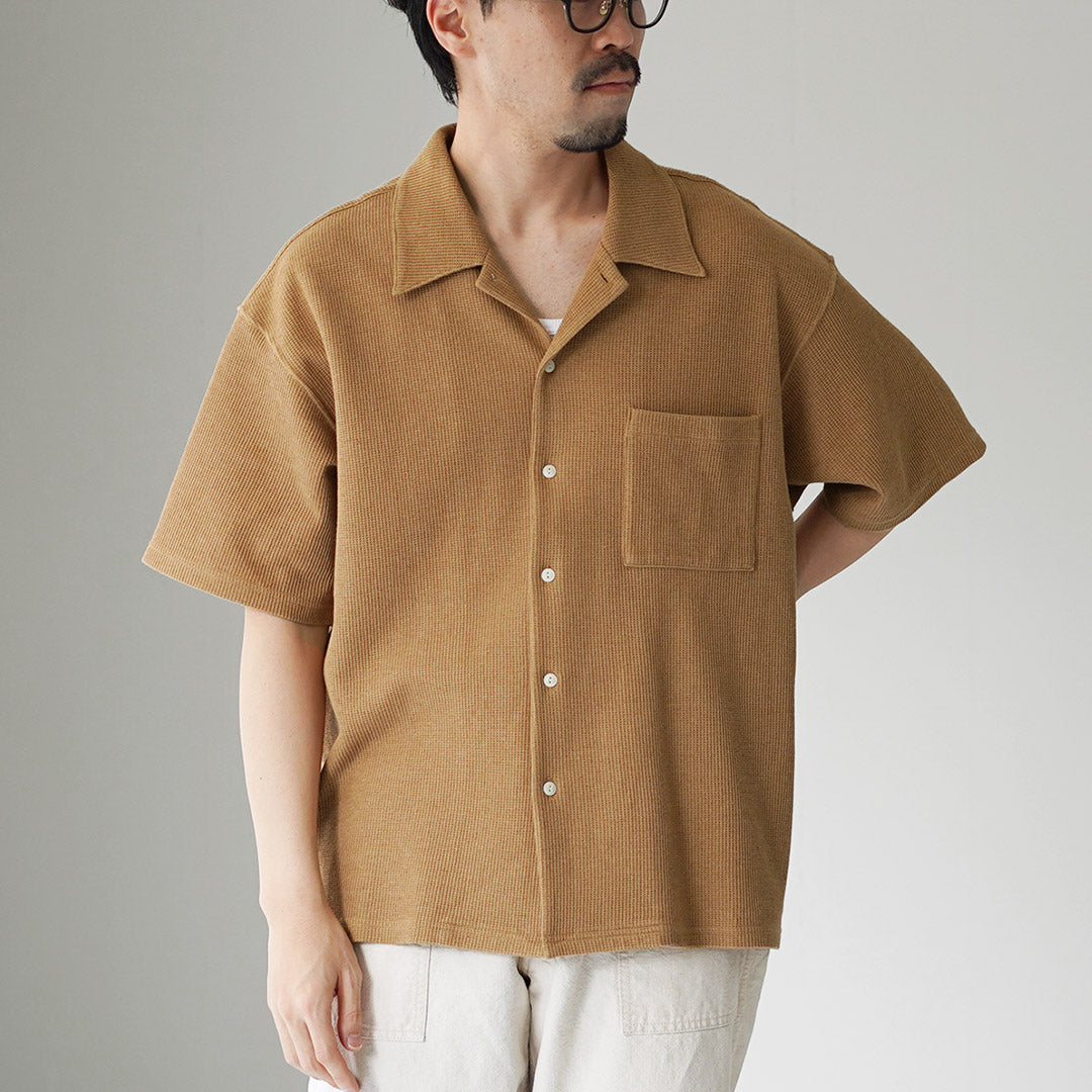 UNDYED / Non-dyed Organic Cotton Waffle Short Sleeve Shirt