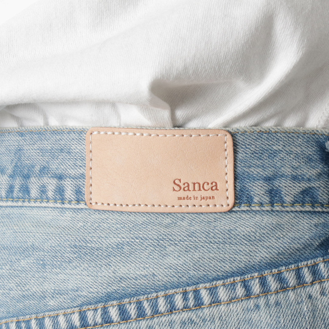 SANCA / Pantalones 5P cónicos de mezclilla de 14 oz lavados con hielo