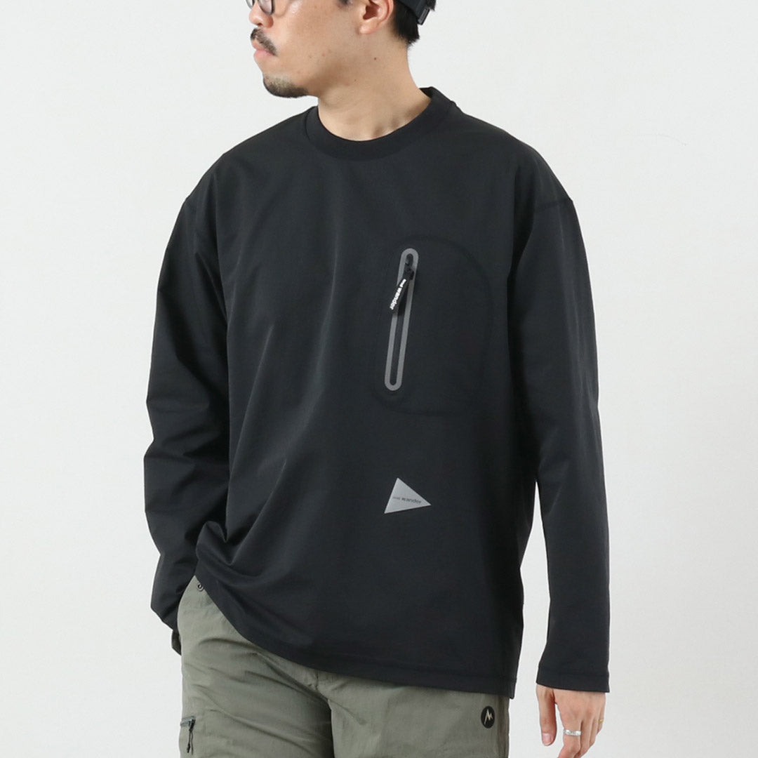 AND WANDER / T-shirt hybride à manches longues et poche chaude