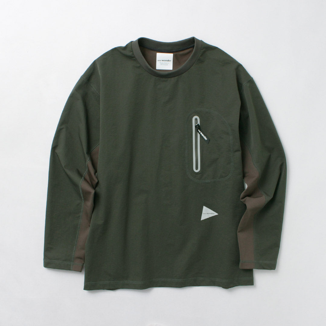 AND WANDER / T-shirt hybride à manches longues et poche chaude