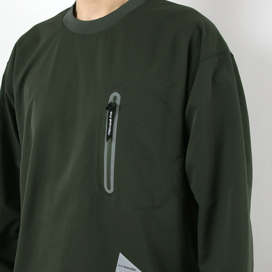 AND WANDER / T-shirt hybride à manches longues et poche chaude