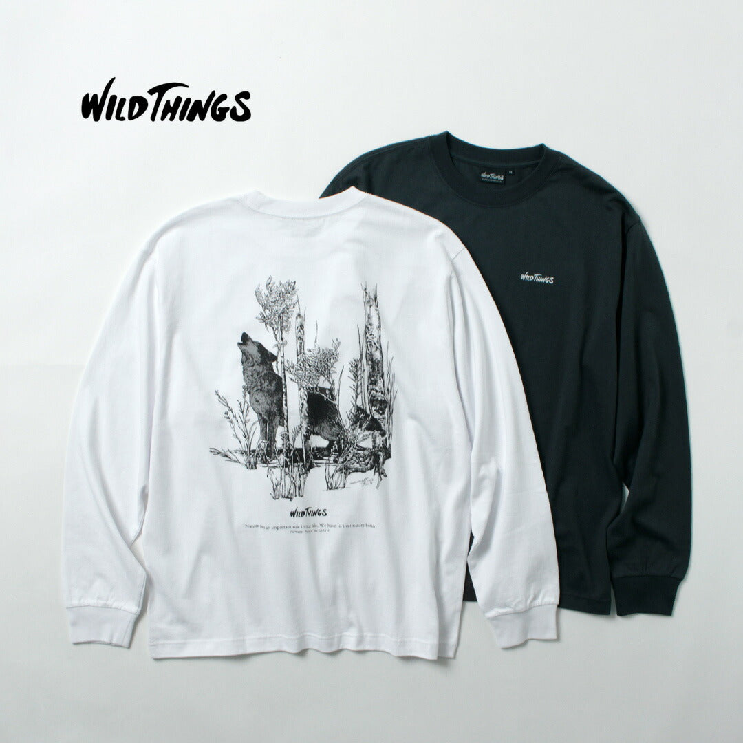 WILDTHINGS / Nowartt Lobo aullando Camiseta de manga larga