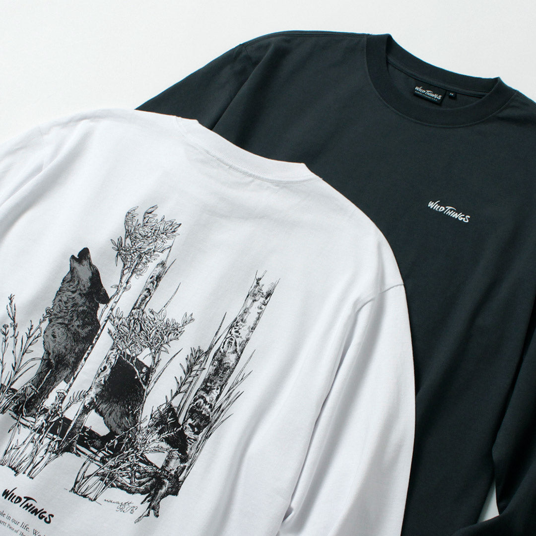 WILDTHINGS / Nowartt Lobo aullando Camiseta de manga larga