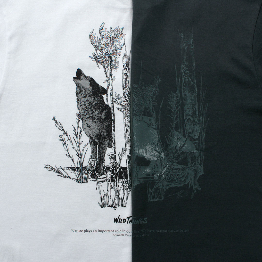 WILDTHINGS / Nowartt Lobo aullando Camiseta de manga larga