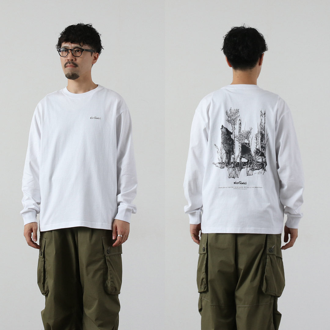 WILDTHINGS / Nowartt Lobo aullando Camiseta de manga larga