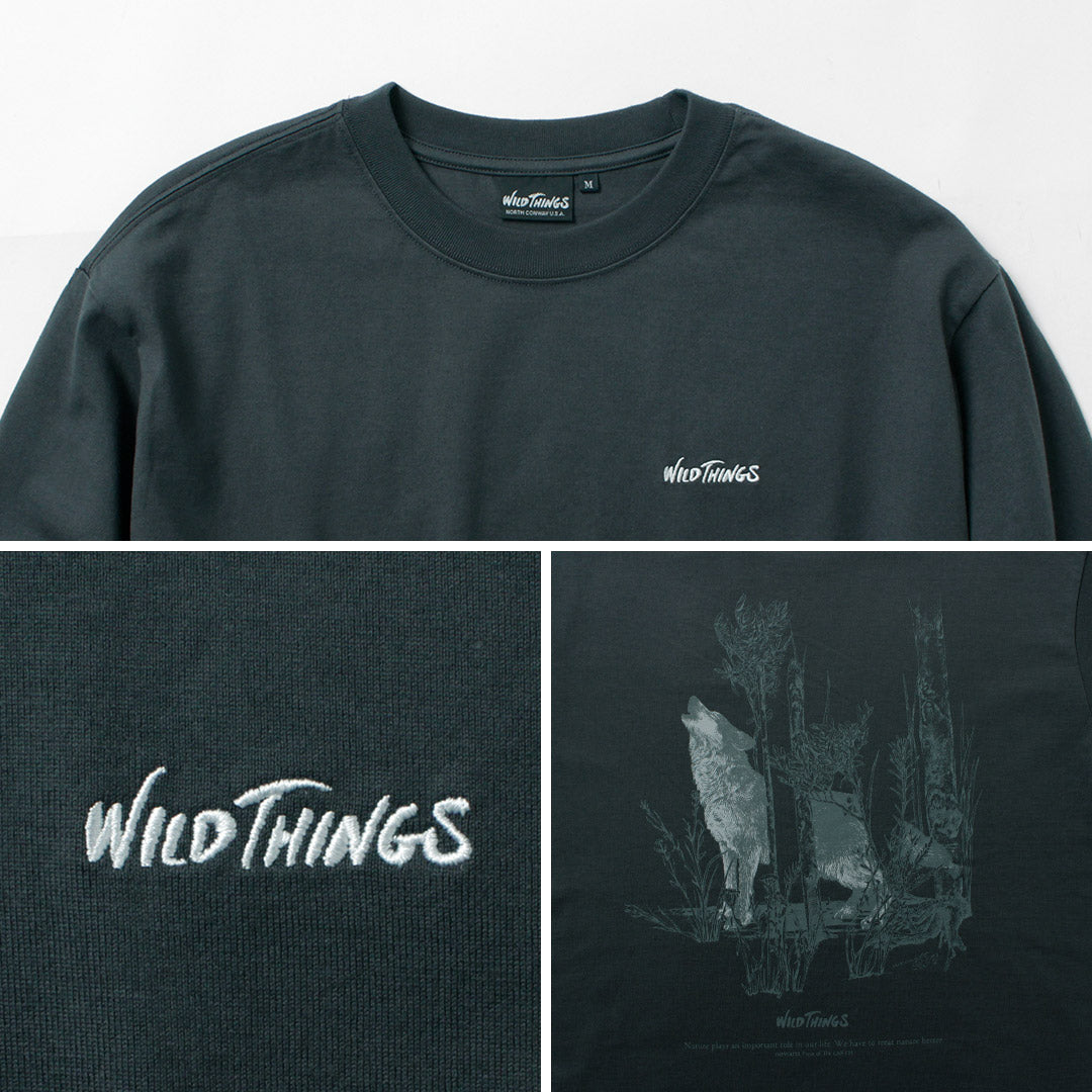 WILDTHINGS / Nowartt Lobo aullando Camiseta de manga larga