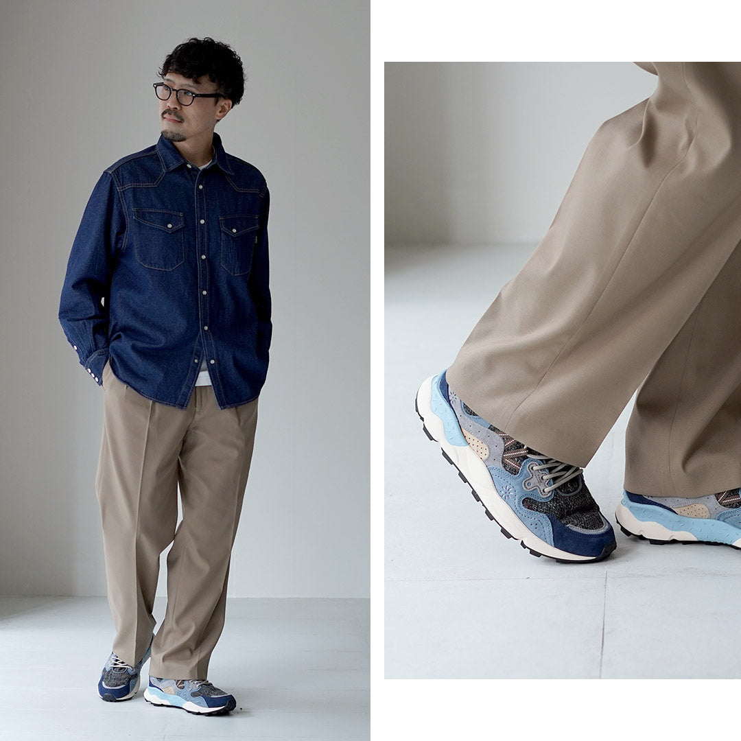 FLOWER MOUNTAIN / Yamano 3 Harris Tweed et baskets en daim de porc
