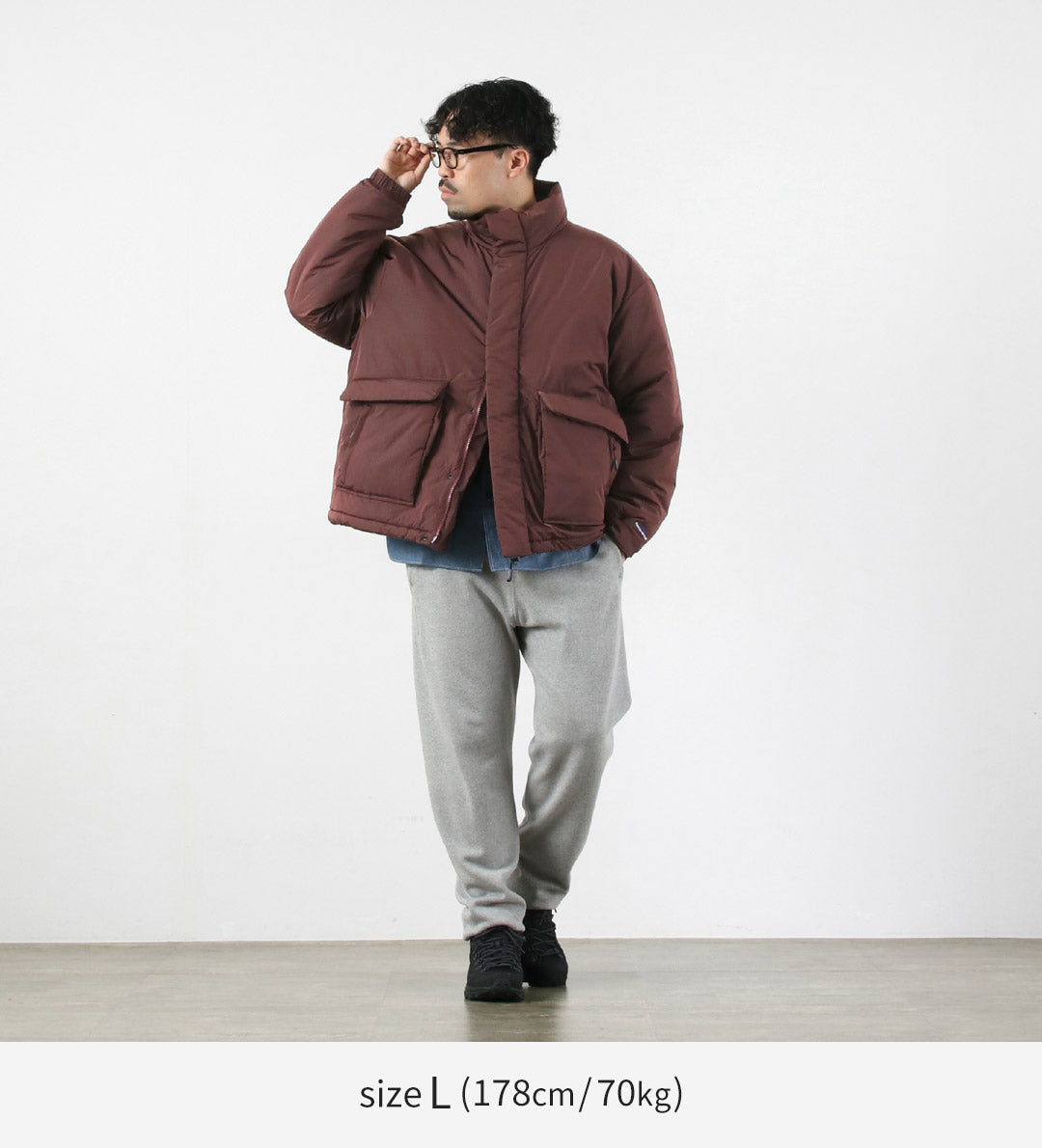 THOUSAND MILE / Stand Collar Padded Shadow Nylon Jacket