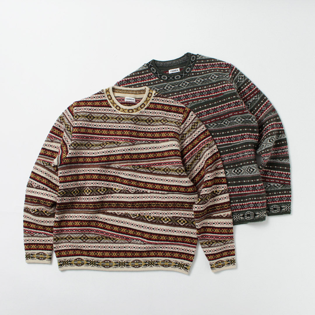 COOHEM / Crazy Fair Isle Knit Pullover