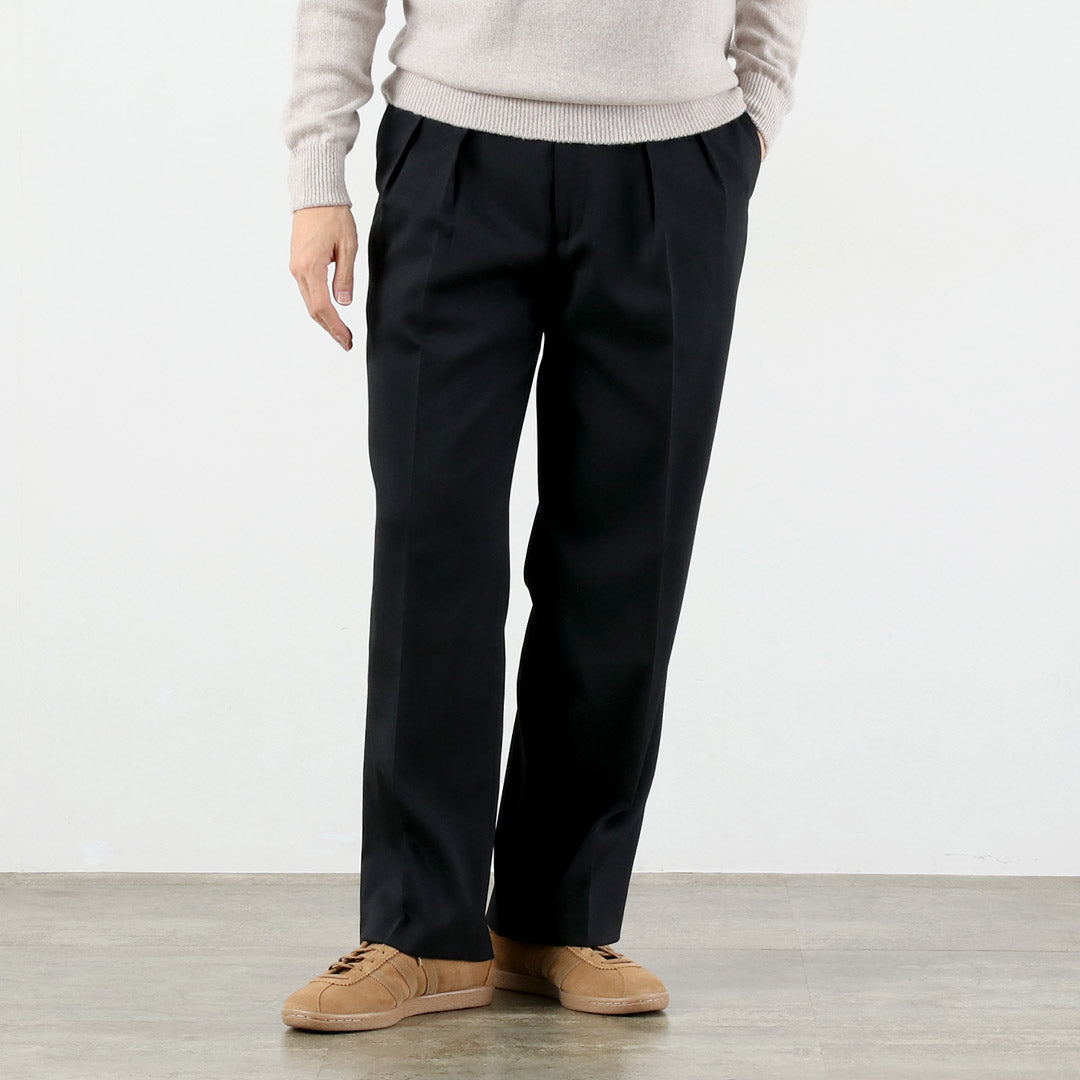 FANTASTICDAYS / Pantalon large à 2 plis en sergé de laine de polyester