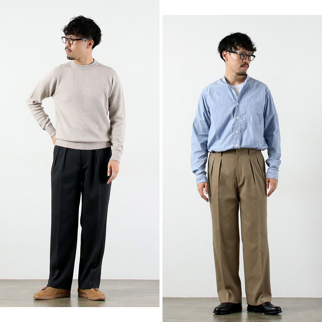 FANTASTICDAYS / Pantalon large à 2 plis en sergé de laine de polyester