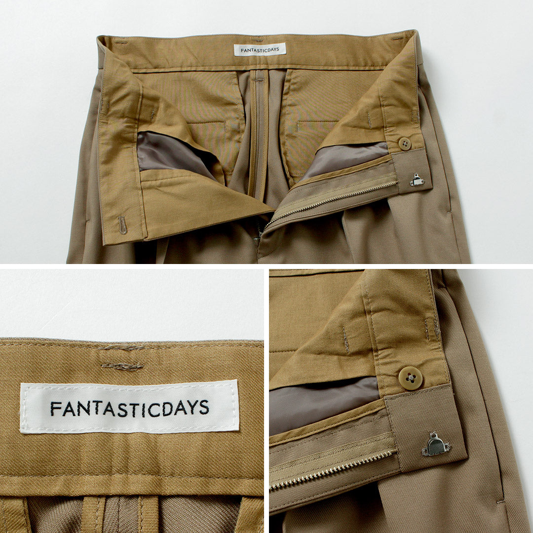 FANTASTICDAYS / Pantalon large à 2 plis en sergé de laine de polyester