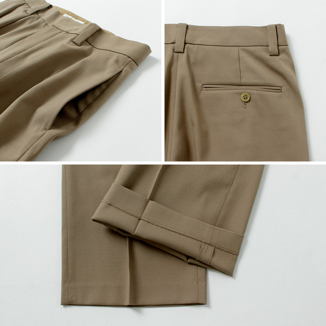FANTASTICDAYS / Pantalon large à 2 plis en sergé de laine de polyester