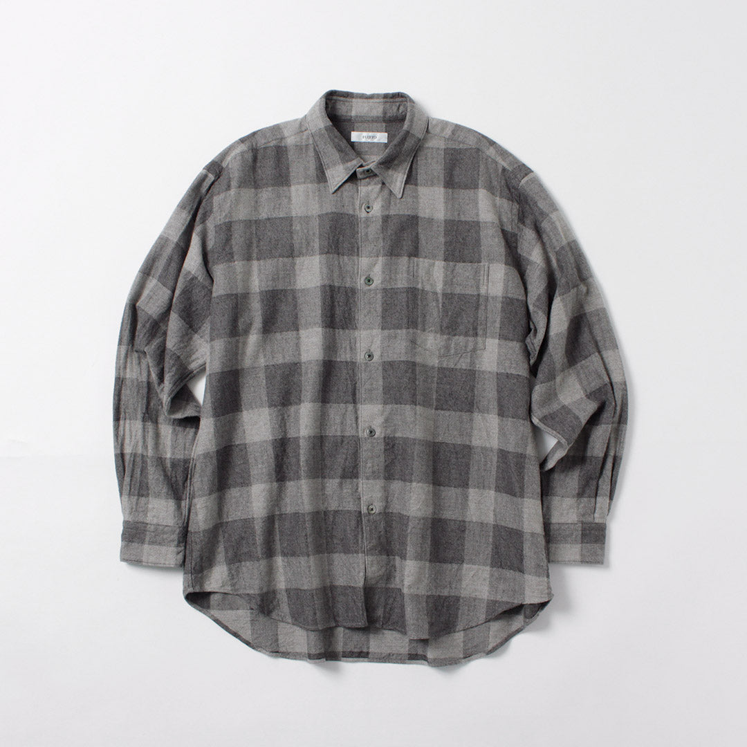 FUJITO / Cotton/Yak Block Plaid Big Size Shirt