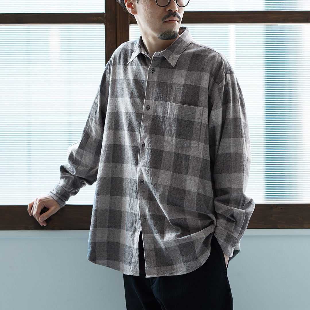 FUJITO / Cotton/Yak Block Plaid Big Size Shirt