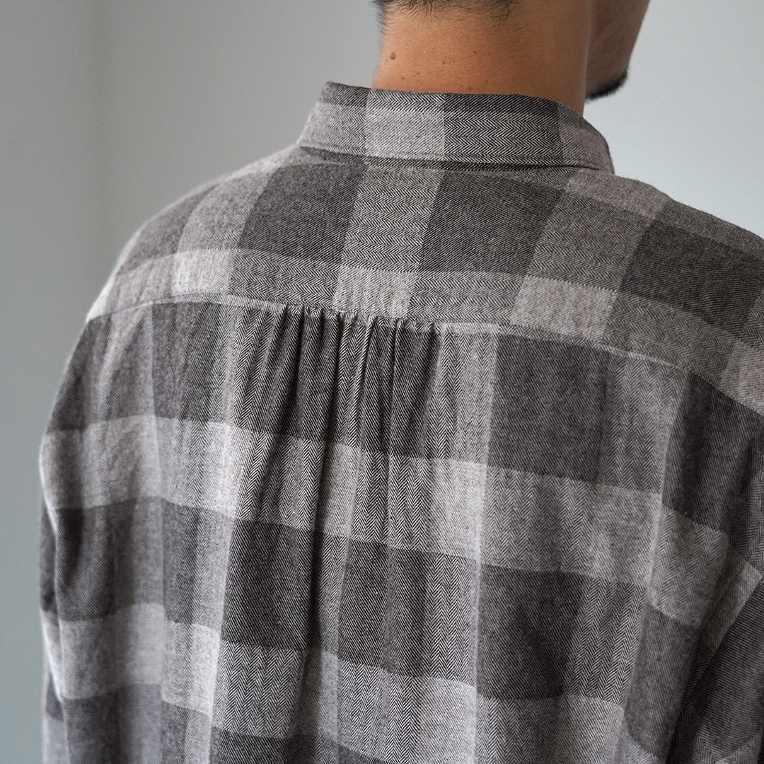 FUJITO / Cotton/Yak Block Plaid Big Size Shirt