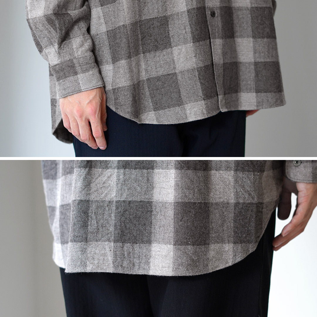 FUJITO / Cotton/Yak Block Plaid Big Size Shirt