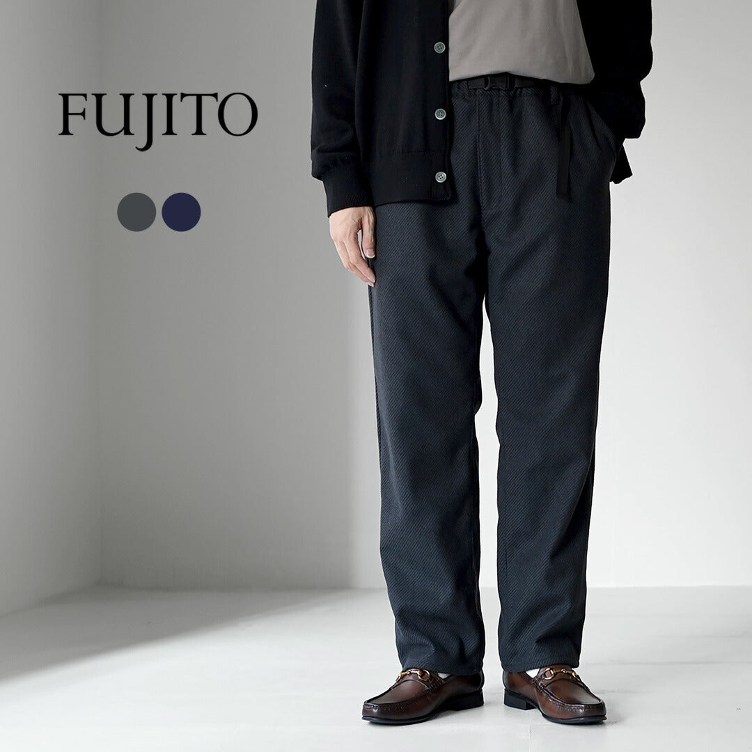 FUJITO / 리사이클드 울 트윌 N.O.UN 벨트리스 팬츠