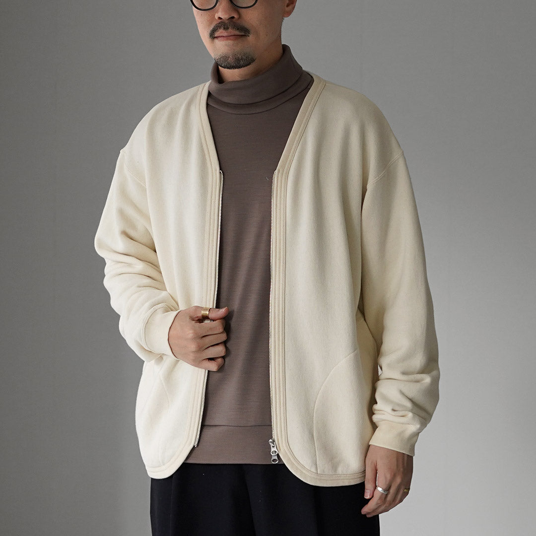 UNDYED / Cardigan zippé en sweat en coton biologique