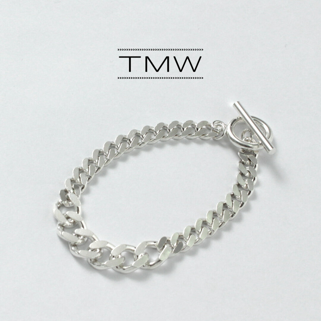 TMW / Pulsera mixta de cadena curva de plata de ley