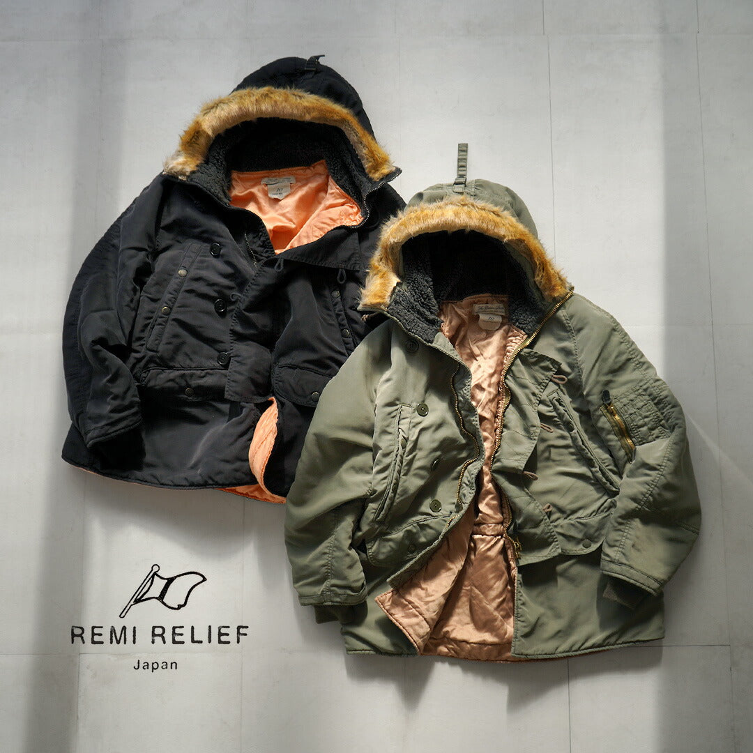 REMI RELIEF / Recycled Nylon Twill N-3B Eco Fur Jacket