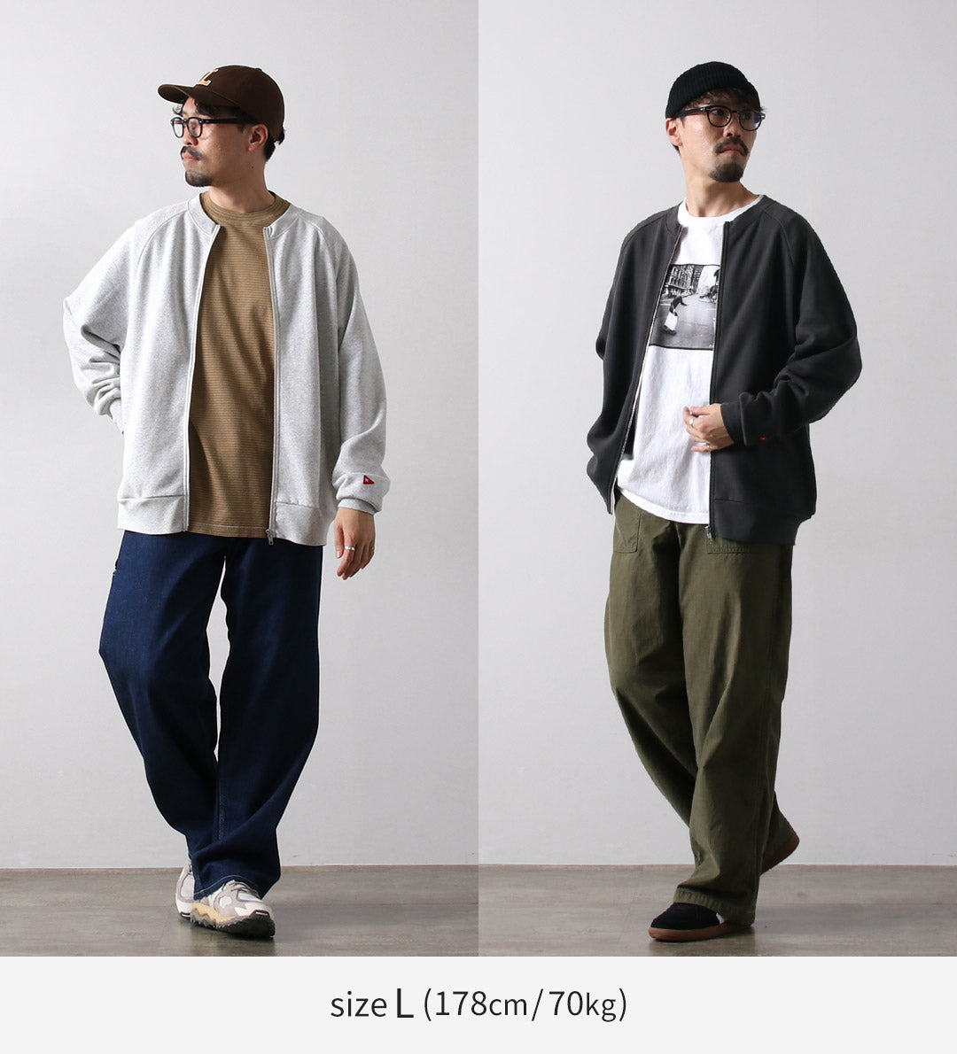 HEALTHKNIT / Classic Sweat Crew Zip Cardigan