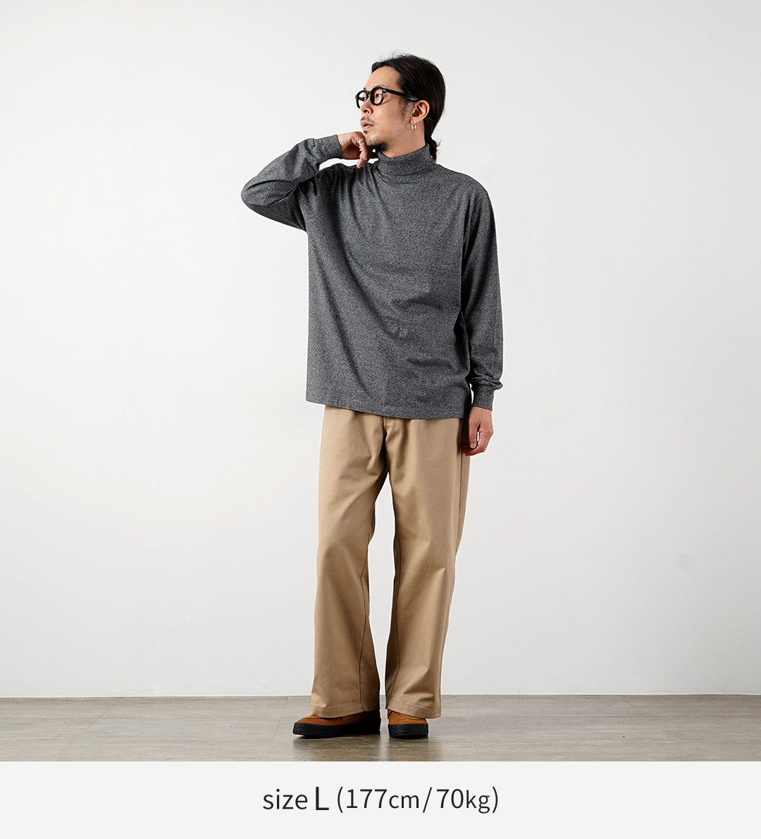 HEALTHKNIT / US Cotton Long Sleeve Turtleneck T-Shirt