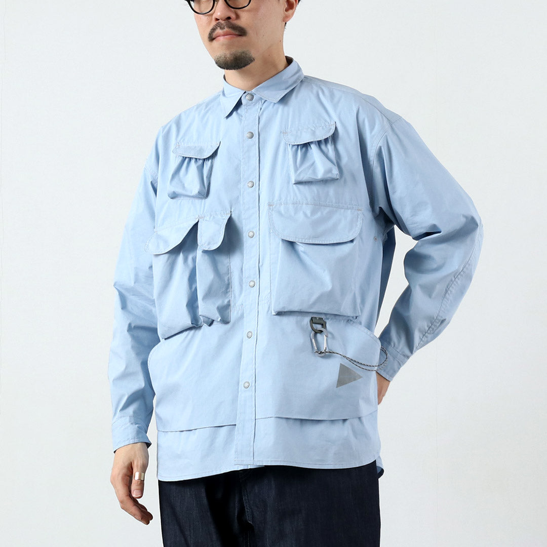 AND WANDER / Multi-Pocket Long Sleeve Shirt