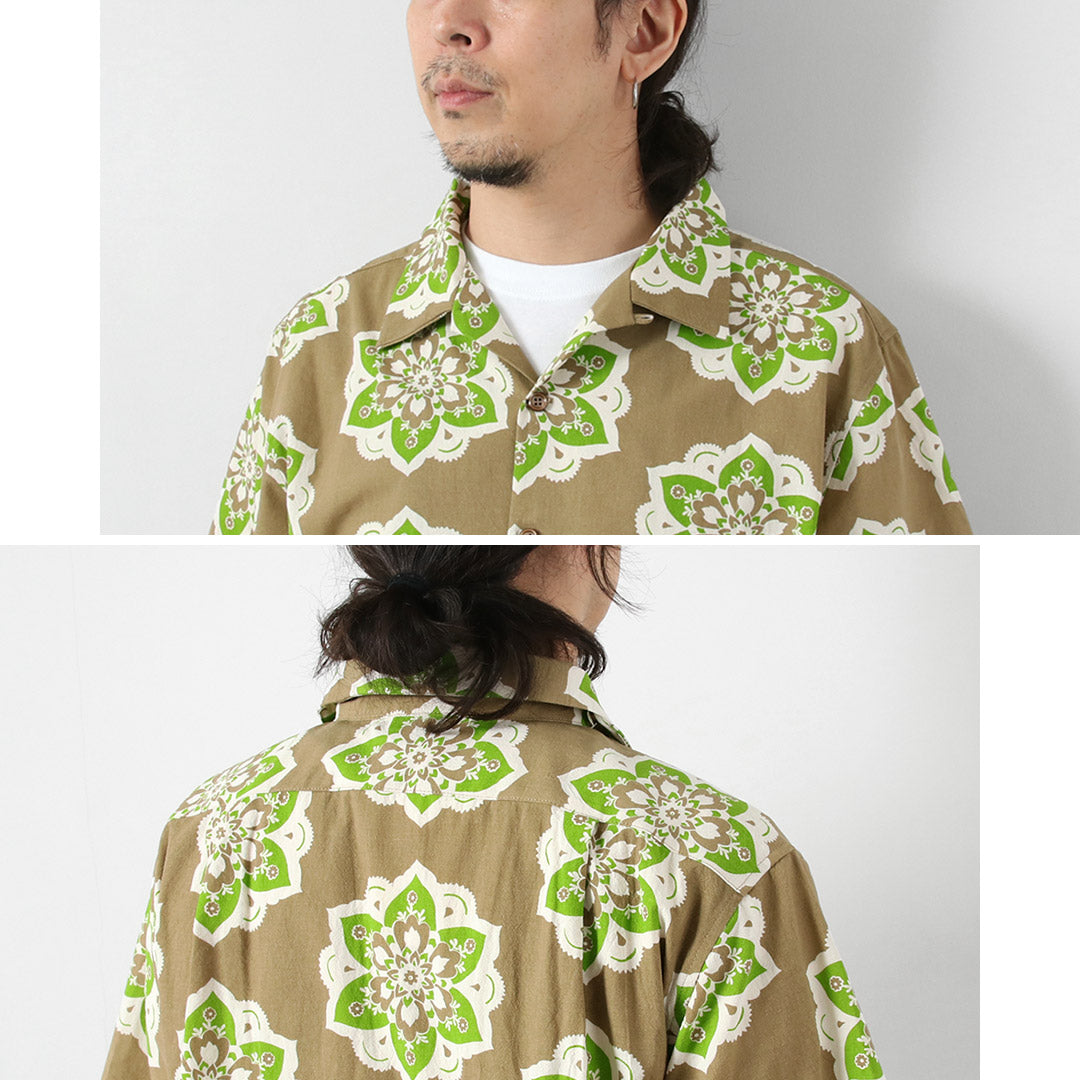 TENGA UN DÍA AGRADECIDO / Camisa S/S con cuello abierto y estampado de diseño redondo