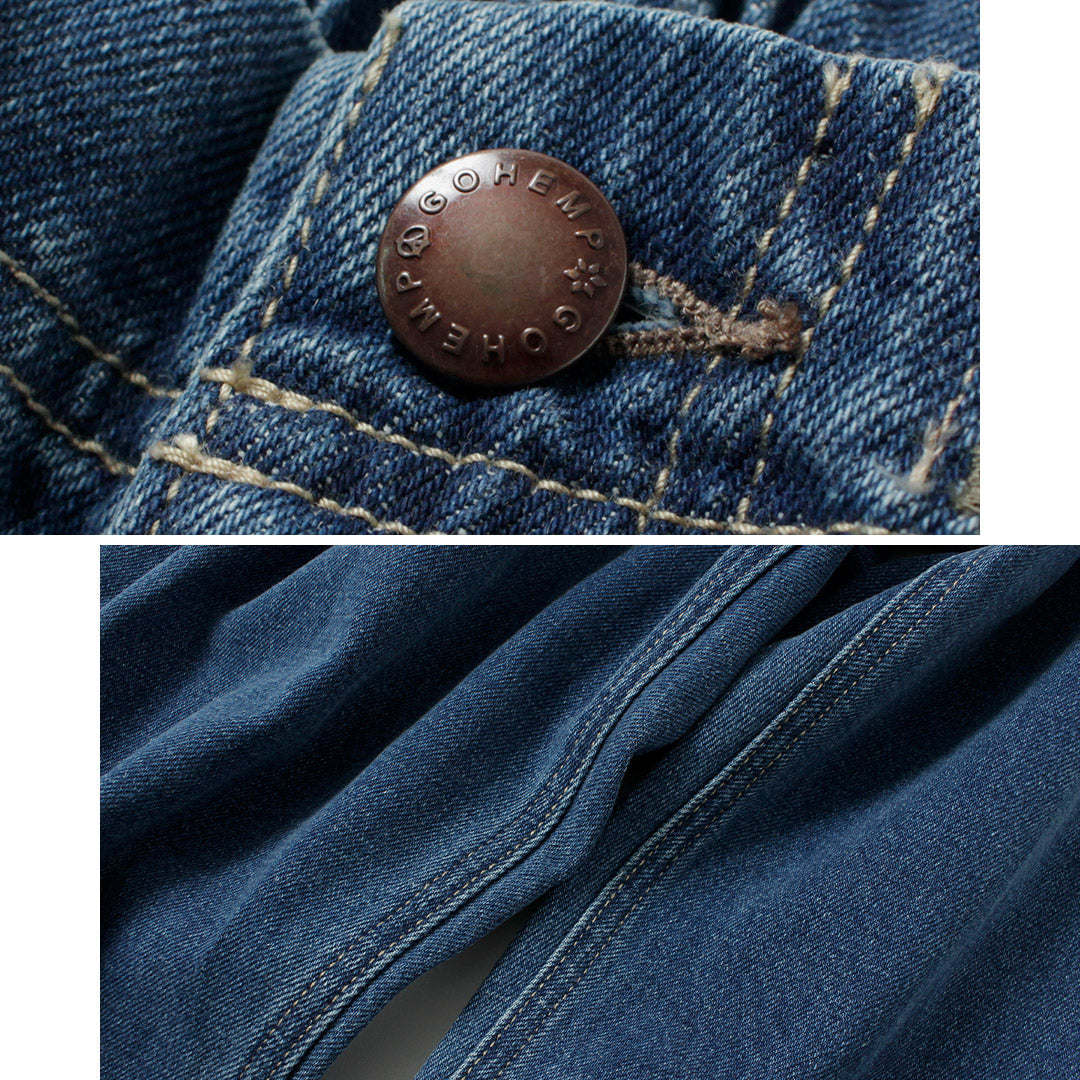 GOHEMP / Pantalones Explorador Altos De Mezclilla De Algodón De Cáñamo De 12 Oz Lavado Usado