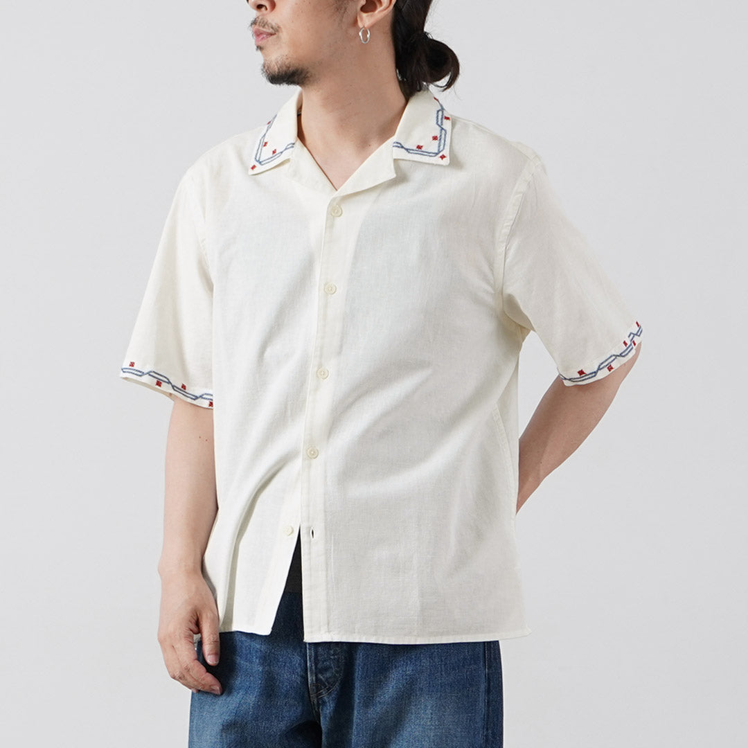 WAX LONDON / Didcot Embroidered Short Sleeve Shirt