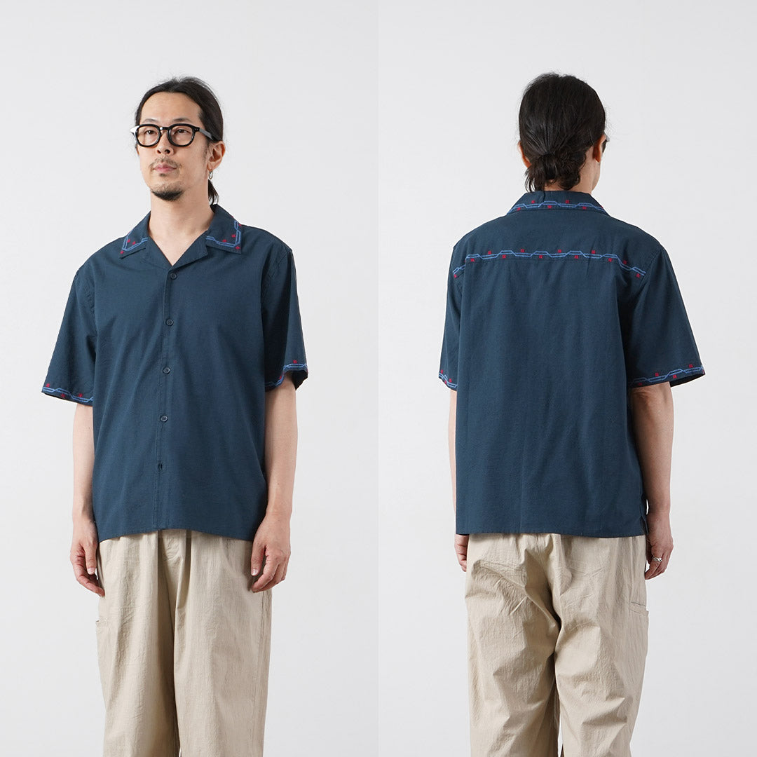 WAX LONDON / Didcot Embroidered Short Sleeve Shirt