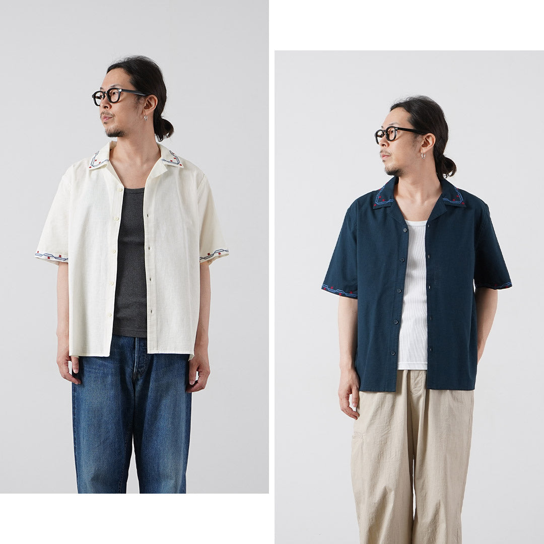 WAX LONDON / Didcot Embroidered Short Sleeve Shirt