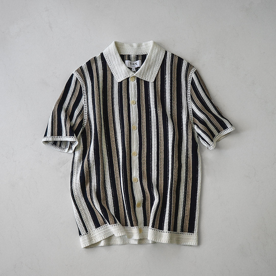 WAX LONDON / Porto Polo Shirt - Stripe Crochet